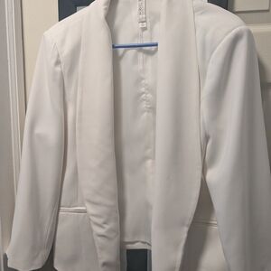 Mural Women's White Open-Front Blazer